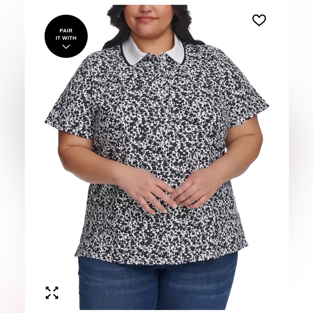 Tommy HilfigerNWT Size 2X  Black and White Patterned Button Down Shirt